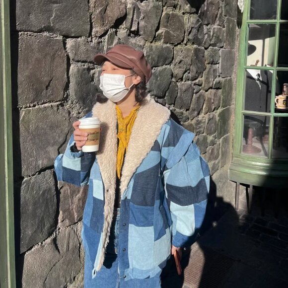 NWT Sea Newyork Diego Patchwork Denim Faux Shearling Coat Size XS - Picture 5 of 13